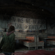 Ellie stands before a sign that reads "When we are in need He shall provide!" in an old restaurant in the game The Last of Us.